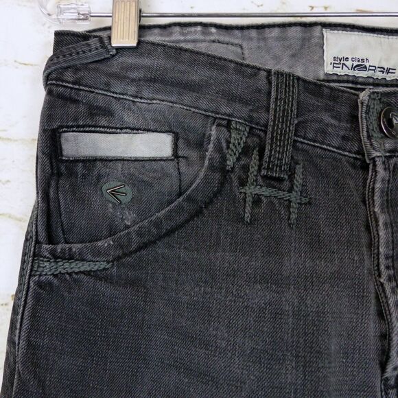 Energie Sixty Y2K Marrey Jean Men 30x28.5 Black Distress Relaxed Button Fly Rock - Picture 4 of 12